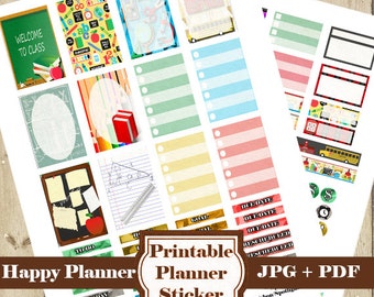 Back to School Planner Stickers Kit – 105 Printable Planner Stickers School - Student PLANNER Stickers Monthly Weekly Sticker DOWNLOAD