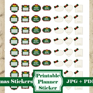 CHRISTMAS Tag Planner Stickers Set – Printable Planner Stickers Christmas Icon Mini Stickers Functional Printable Icon Stickers DOWNLOAD