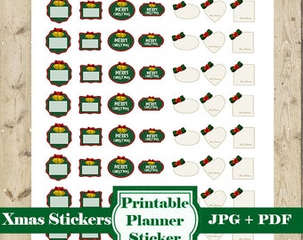 CHRISTMAS Tag Planner Stickers Set – Printable Planner Stickers Christmas Icon Mini Stickers Functional Printable Icon Stickers DOWNLOAD