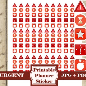 Adesivi URGENT Planner – Adesivo stampabile per planner Rush Icona importante Adesivo per planner Mini adesivi Adesivi per icone funzionali DOWNLOAD