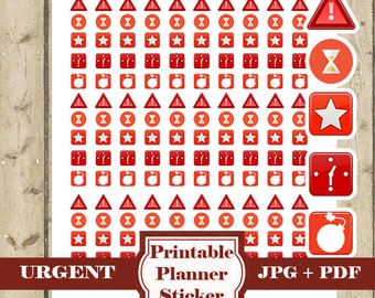 URGENT Planner Stickers – Printable Planner Sticker Rush Important Icon Planner Sticker Mini Stickers Functional Icon Stickers DOWNLOAD