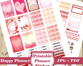 Kit de pegatinas del planificador del DÍA DE SAN VALENTÍN – Pegatinas del planificador imprimibles Pegatinas del planificador del corazón del Día de San Valentín rosa Pegatinas funcionales DESCARGAR