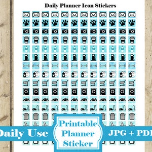 Blue DAILY ICON Planner Stickers – 192 Printable Planner Icon Stickers Functional Icon Mini Stickers Printable Planner Stickers DOWNLOAD