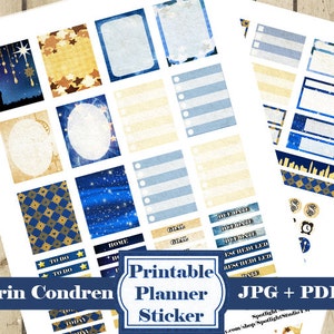 STARRY NIGHT Planner Stickers Kit Star Blue Printable Planner Stickers Diy Monthly Weekly Stickers Blue Planner Stickers DOWNLOAD image 1