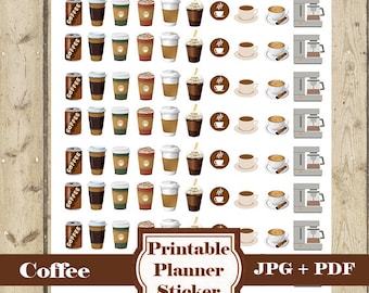 Mini pegatinas de CAFÉ – 80 pegatinas de planificador imprimibles de café Mini pegatinas de café Pegatinas de iconos de café Pegatinas de planificador de café DESCARGAR