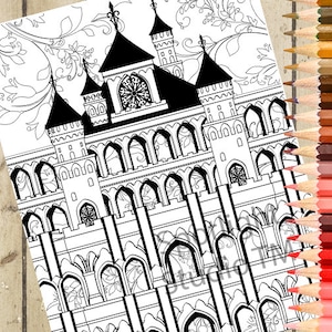 CASTLE Adult Coloring Page – Castle Printable Coloring Page Fantasy Coloring Page Adult Coloring Book Page Adult Coloring Page Gift DOWNLOAD