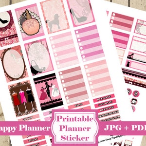 PINK Planner Stickers Kit Pink Printable Planner Stickers Planner Stickers Monthly Week Functional Stickers Diy Planner Sticker DOWNLOAD image 1