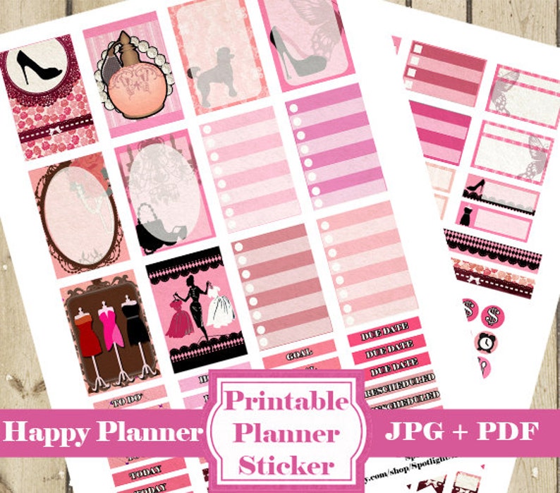 PINK Planner Stickers Kit Pink Printable Planner Stickers Planner Stickers Monthly Week Functional Stickers Diy Planner Sticker DOWNLOAD image 1