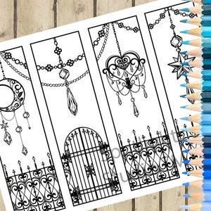 GATE Printable Bookmarks - 4 Printable Adult Coloring Bookmarks Color It - DIY Bookmarks to Color to Print - Digital Bookmarks DOWNLOAD