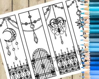 Marcadores imprimibles GATE - 4 marcadores para colorear para adultos imprimibles Coloréelo - Marcadores de bricolaje para colorear e imprimir - Marcadores digitales DESCARGAR