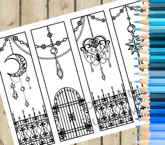 gate printable bookmarks 4 printable adult coloring etsy