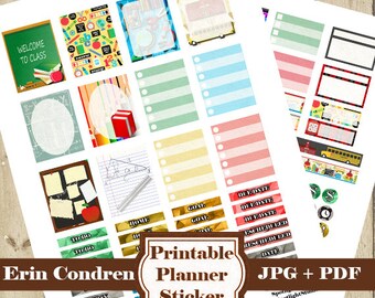Kit de pegatinas del planificador de regreso a la escuela – Etiqueta del planificador imprimible Etiqueta del planificador escolar Etiqueta del planificador del estudiante mensual semanal DESCARGAR