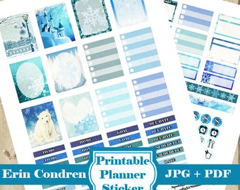 WINTER Planner Stickers Kit – Snow Printable Planner Stickers Ice Frost Winter Planner Stickers Functional Snow Planner Sticker DOWNLOAD