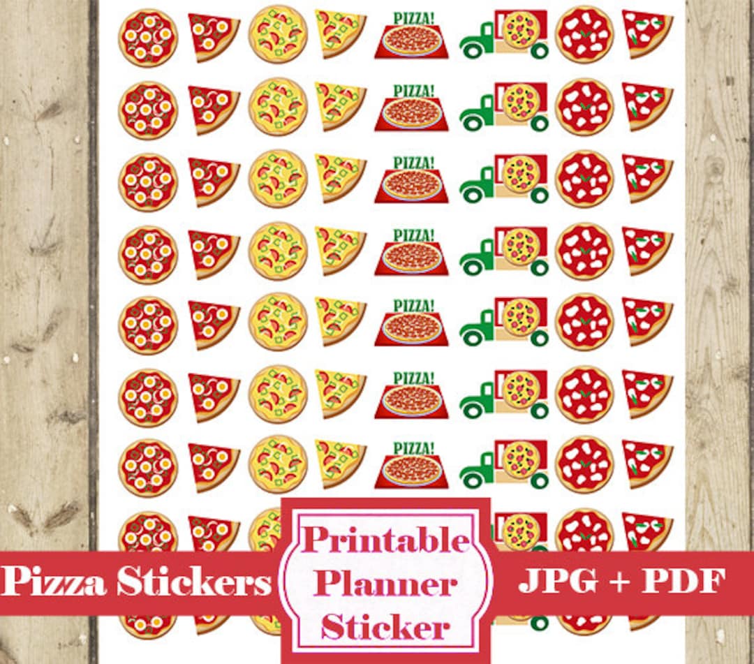PIZZA Planner Sticker – Pizza Printable Planner Pizza Mini Sticker Icon ...