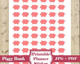 PIGGY BANK Pegatinas Planificador de dinero Pegatinas – Imprimible Piggy Bank Mini pegatina Icono Pegatina Ahorro de dinero Pegatina Imprimible DESCARGAR