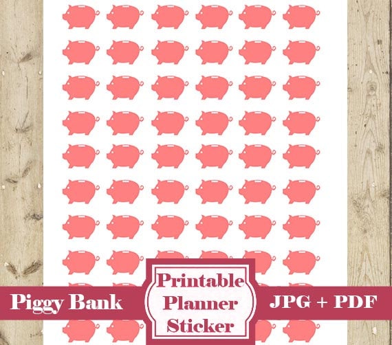 PIGGY BANK Stickers Money Planner Stickers – Printable Piggy Bank Mini Sticker Icon Sticker Money Saving Sticker Printable Sticker DOWNLOAD