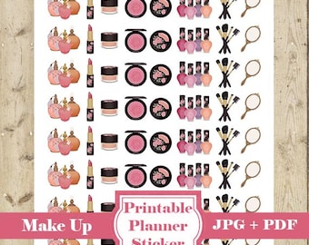 Pegatinas del planificador de MAQUILLAJE – Etiqueta engomada del planificador imprimible Etiqueta de maquillaje Belleza Mini pegatina Cosméticos femeninos Icono Etiqueta Mini pegatinas DESCARGAR