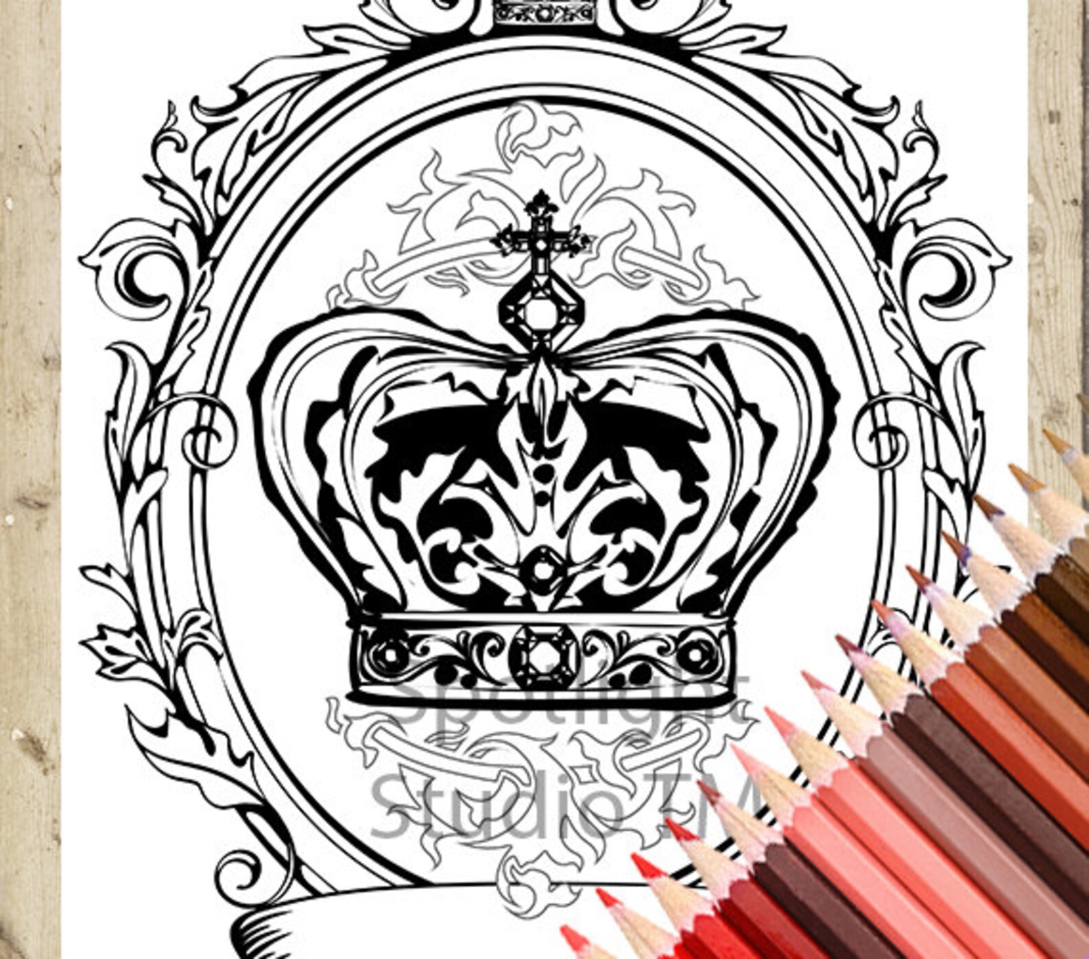 ROYAL CROWN Adult Coloring Page Crown Printable Coloring  Etsy