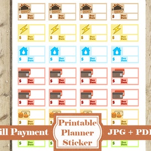 BILL DUE Planner Stickers - 28 imprimable Pay Bill Sticker Bill Due Sticker Rappel de facture Mini autocollant imprimable Bill Icon Stickers TÉLÉCHARGER