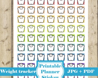 PESO TRACKER Etiqueta engomada del planificador – Etiqueta imprimible del planificador Etiquetas engomadas del peso Etiquetas engomadas del icono del peso Etiquetas engomadas imprimibles del peso Mini DESCARGAR