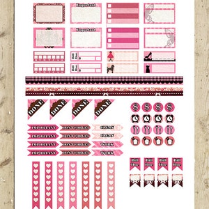 PINK Planner Stickers Kit Pink Printable Planner Stickers Planner Stickers Monthly Week Functional Stickers Diy Planner Sticker DOWNLOAD image 4