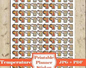 TEMPERATURA Mini pegatinas – Pegatinas imprimibles del planificador Temperatura Icono del tiempo Planificador Pegatinas Planificador Etiqueta meteorológica imprimible DESCARGAR