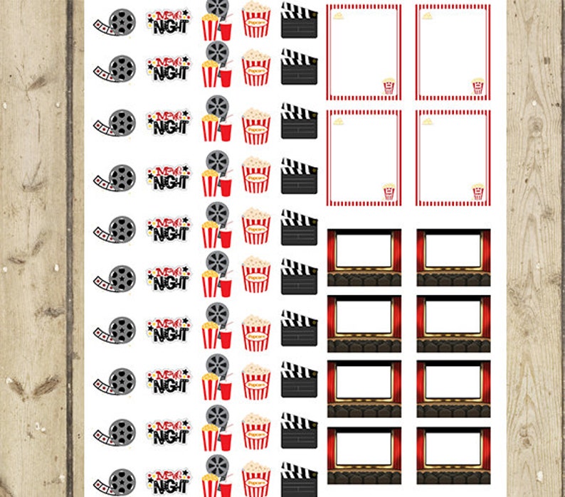 MOVIE NIGHT Planner Sticker – Printable Planner Icon Sticker Icon ...
