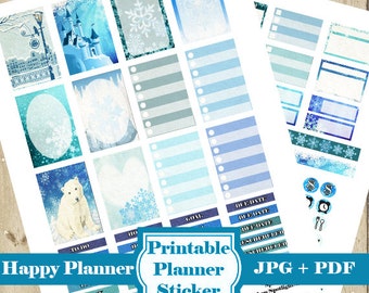 Kit de pegatinas del planificador de INVIERNO – 105 pegatinas imprimibles del planificador de nieve Ice Frost Winter Planner pegatina Ice Functional Planner pegatinas DESCARGAR