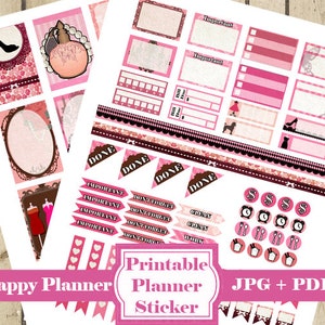 PINK Planner Stickers Kit Pink Printable Planner Stickers Planner Stickers Monthly Week Functional Stickers Diy Planner Sticker DOWNLOAD image 2