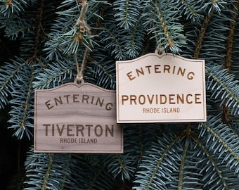 Entering RI Ornament | Rhode Island Hometown Ornament | Custom City/Town Ornament | RI | Rhody