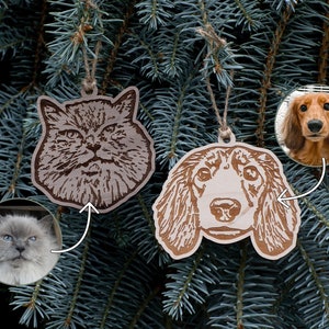 Pet Portrait Ornaments | Custom Wooden Ornaments | Personalized Animal Ornament | Dog | Cat | Pet Lover | Pet Gift | Pet Memorial | Pet Loss