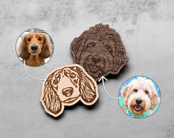 Pet Portrait Magnets | Custom Wooden Magnets | Personalized Magnet | Office Accessory