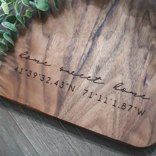 Coordinates Cutting Board | New Home Gift | Personalized Housewarming Gift | Realtor Closing Gift | Moving Gift | Latitude Longitude