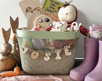 Mini bannière personnalisée | Bannière Lettre | Bannière en bois | Banderole de bruant | Étiquette cadeau personnalisée | Étiquette personnalisée pour panier de Pâques