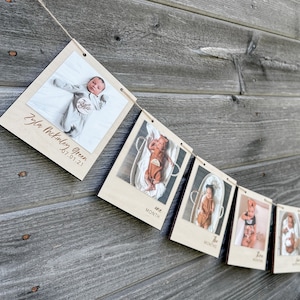 First Birthday Photo Banner | First Year Photo Board | 12 Month Photo Banner | Boho First Birthday | Milestone Sign