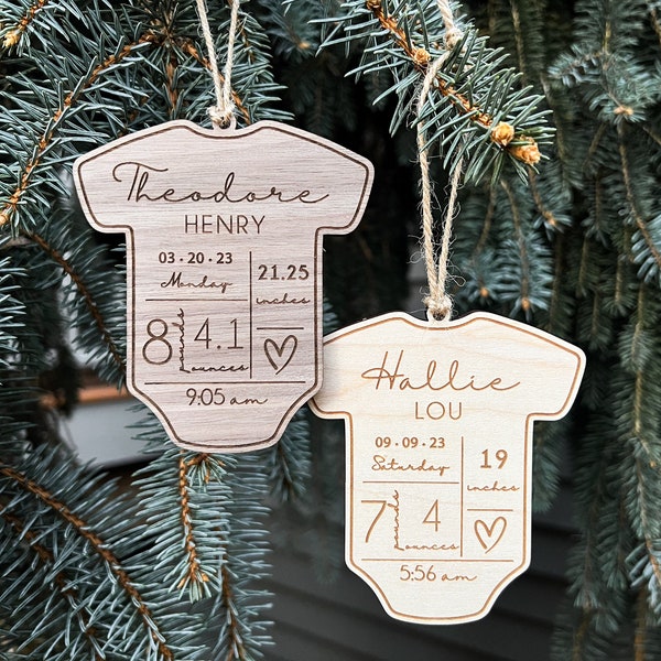 Baby's First Christmas Ornament 2024 | Newborn Birth Stats | Personalized Baby Keepsake | Birth Stats Sign