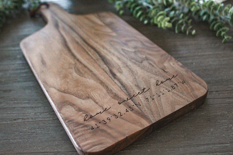 Engraved Home Coordinates Custom Cutting Board Bread Board Etsy