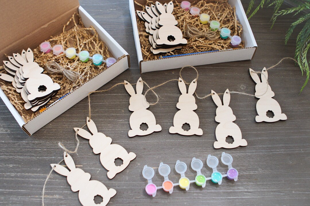 Easter Bunny DIY Paint Kit Wooden Banner Easter Kids - Etsy