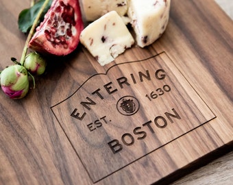 Entering Massachusetts Custom Cutting Board | Personalized Housewarming Gift | Realtor Closing Gift | Moving | First Home | MA Hometown