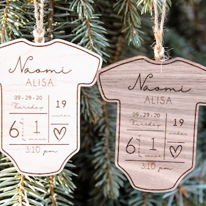 Baby's First Christmas Ornament 2024 Newborn Birth Stats Personalized Baby Keepsake Birth Stats Sign image 2