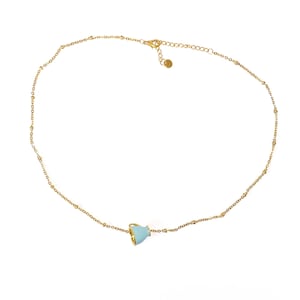 Collana oro con tazza da tè azzurra