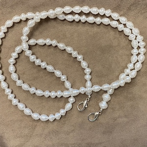 Telephone cord crossbody pearls /silver