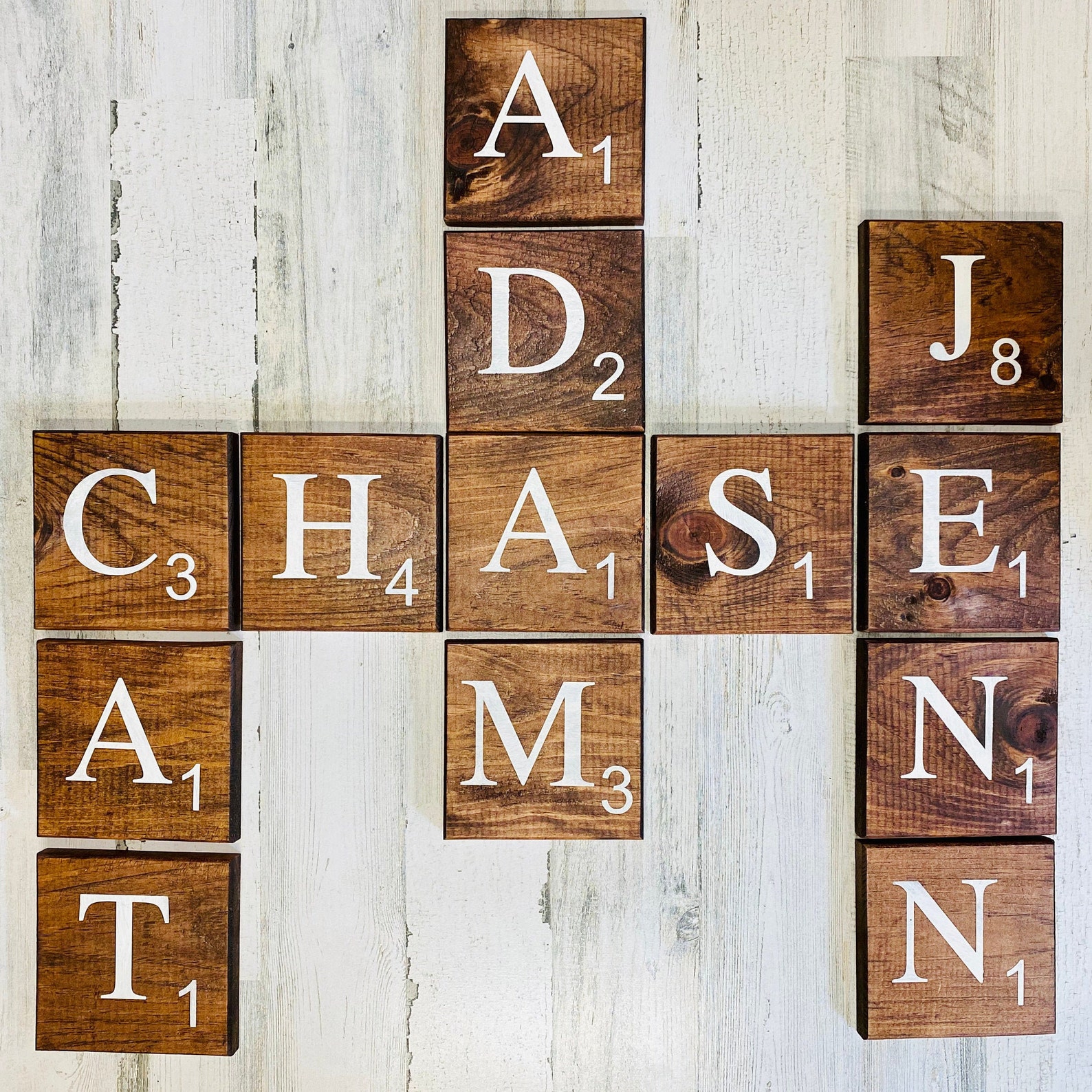 Rustic Scrabble Tile Names Etsy