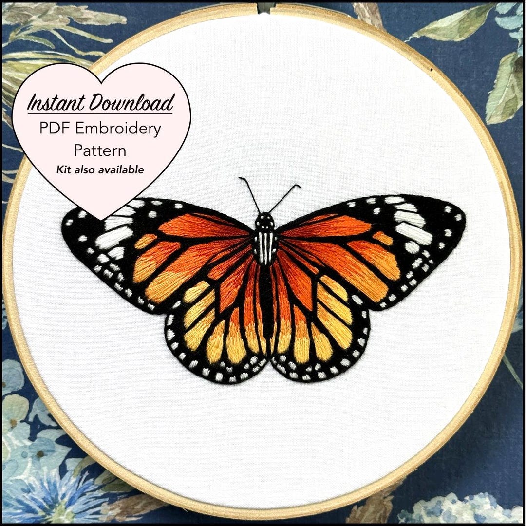 Anc Patterns Monarch Butterfly Embroidery Pattern: Detailed Stitch Guide (PDF ...