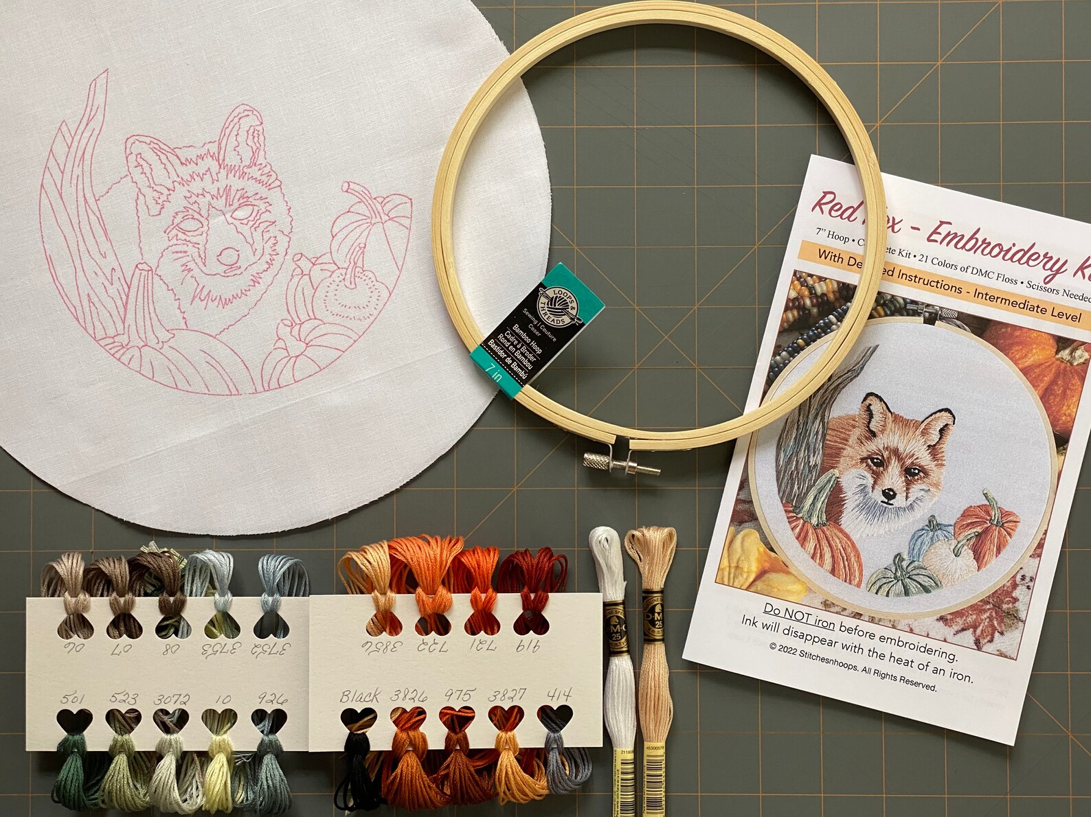 Fox Embroidery Kit Complete Kit Detailed Instructions DMC Etsy
