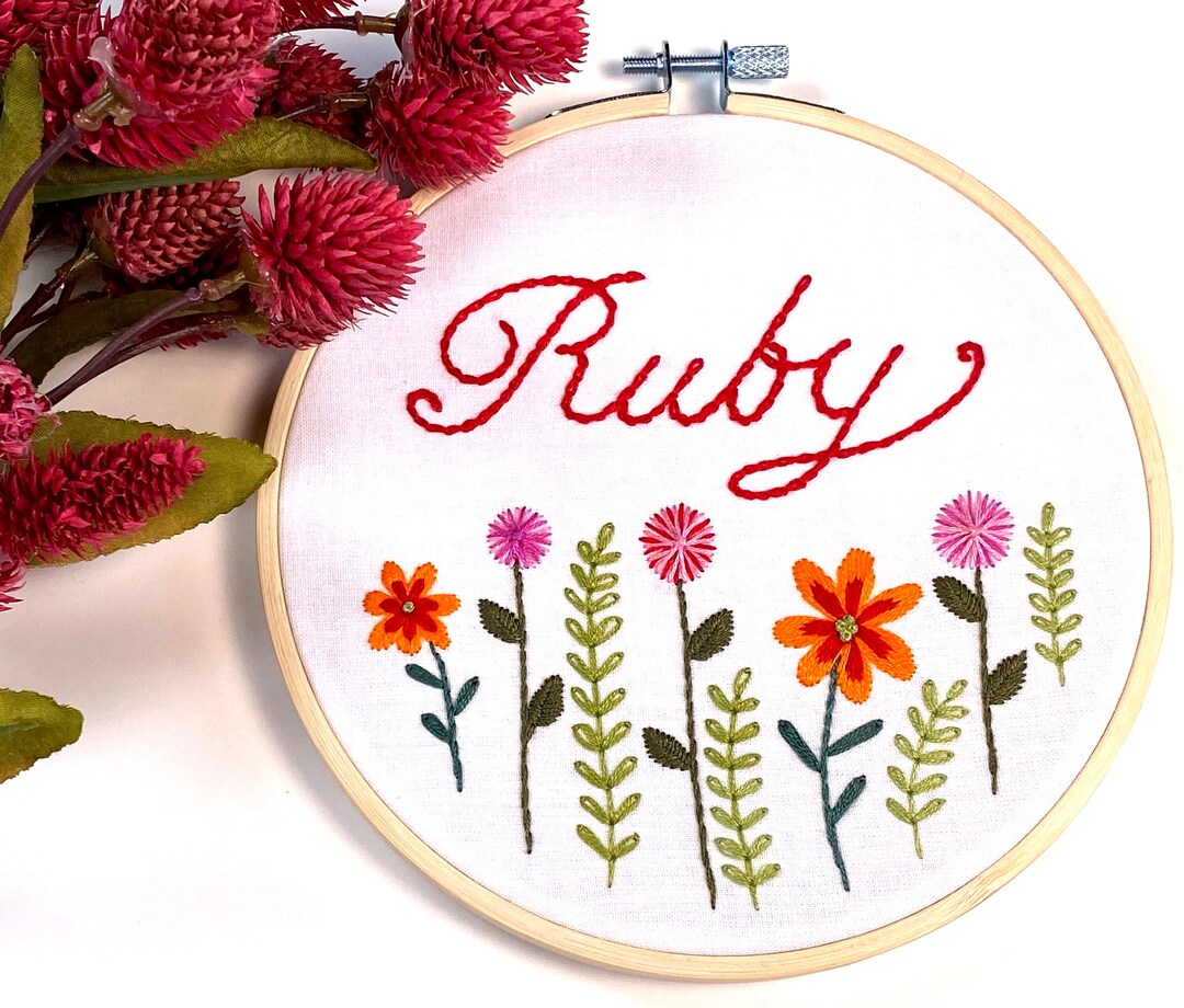 Personalized Floral Embroidery Kit: DIY Name Hoop Art (6 Inch) - Etsy