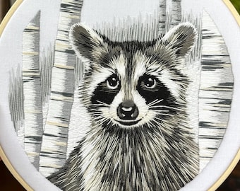 Raccoon Embroidery Kit for Cozy Nights, Stitch your Trash Panda, Beginner Friendly, Woodland Vibes