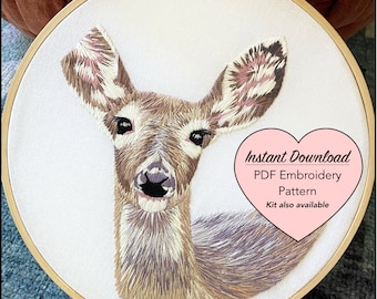 Deer Embroidery PDF Pattern, Embroidery Digital Download, Detailed Instructions, Instant Digital Download