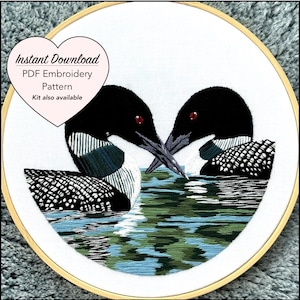 Loon Embroidery PDF Pattern, Hand Embroidery Digital Download, Detailed Step-by-Step Instructions