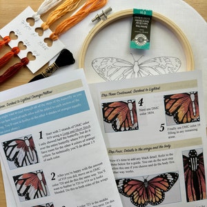 Butterfly Embroidery Kit, Complete Kit, Detailed Instructions, DMC Floss, DIY, 6 Hoop image 5